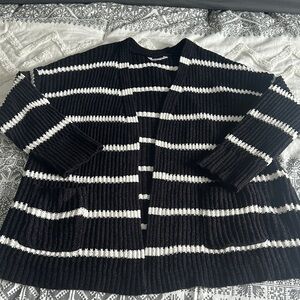 No Boundaries Black and White Striped Cardigan